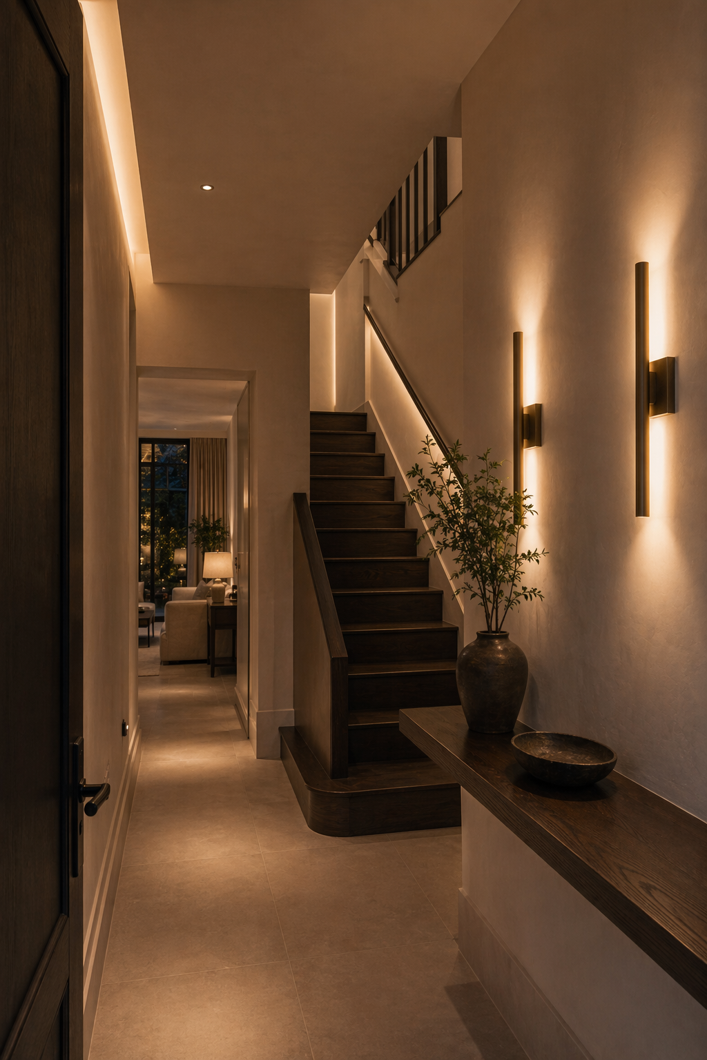 Entrance hall wall lighting in a London townhouse