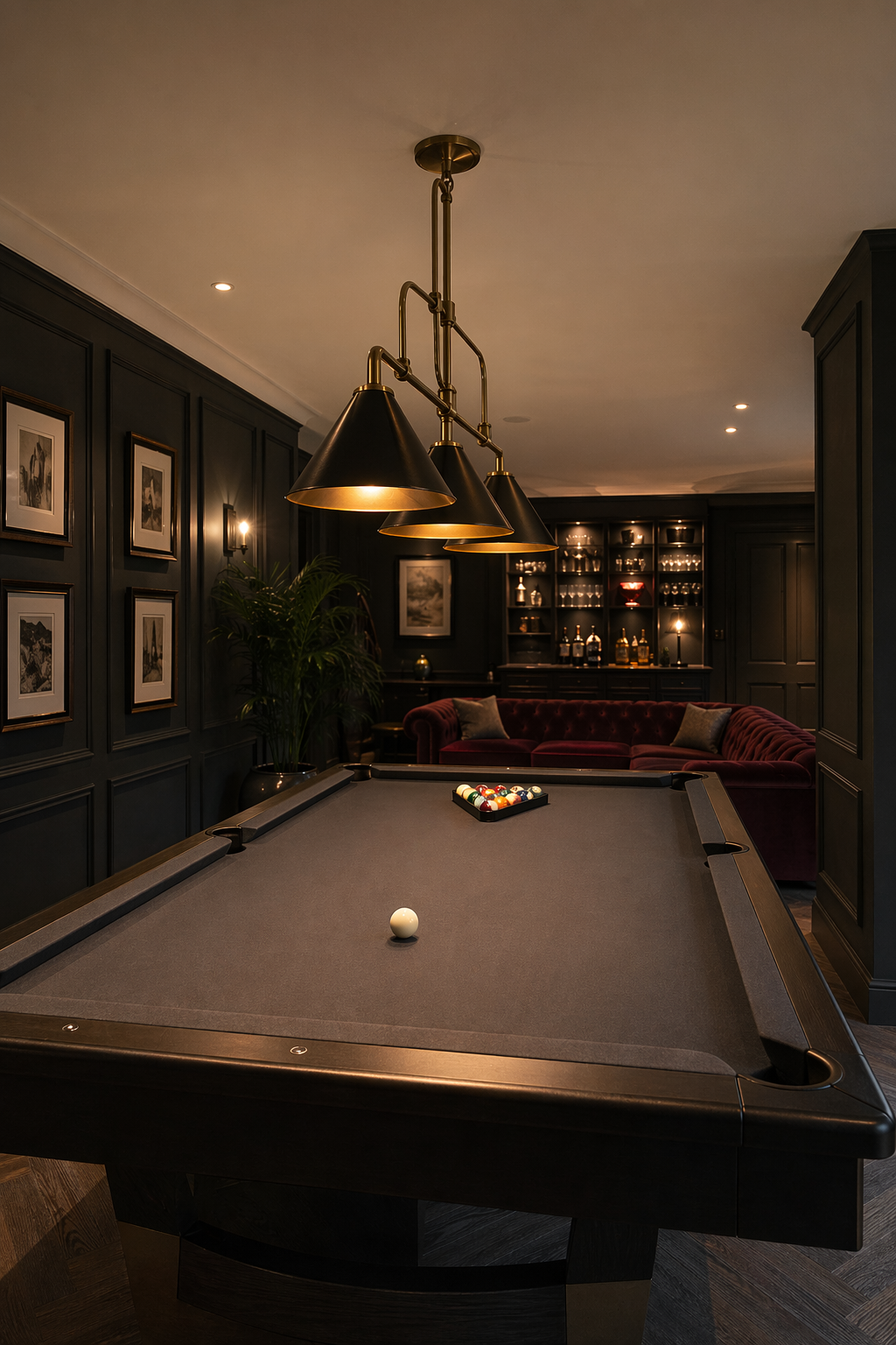 Games room feature lighting installation