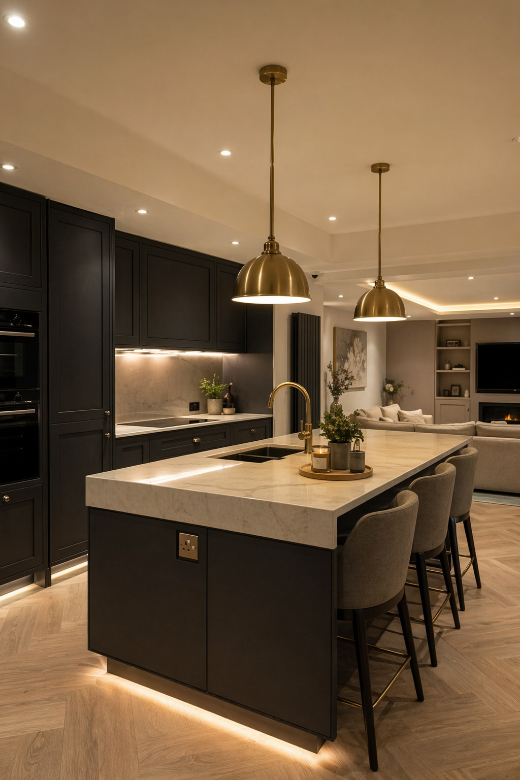 Kitchen island pendant lighting installation