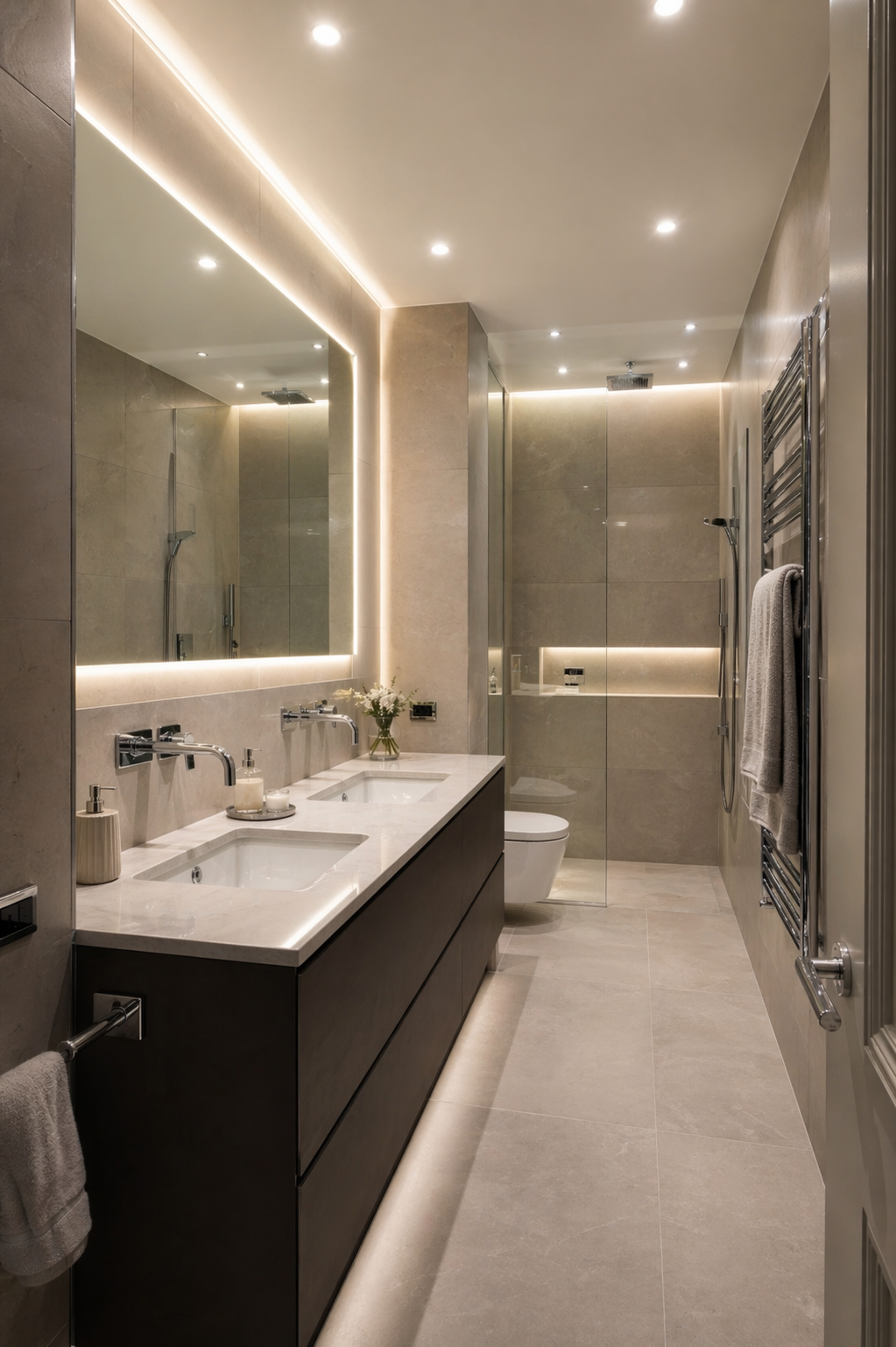 Luxury bathroom lighting in a London home